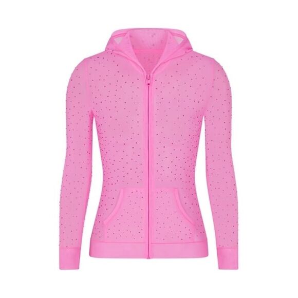 SKIMS NWT Mesh Rhinestone Swim Cover Up Zip Up - Picture 1 of 8